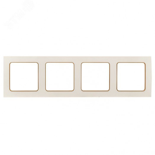 Стокгольм Рамка 4-местная белая с линией цвета шампань