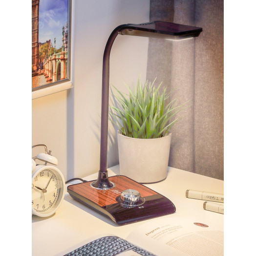 Светильник настольный светодиодный черный с деревом NLED-473-10W-BK ЭРА