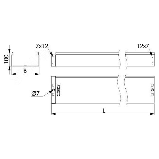 Лоток неперфорированный 300х100х3000 цинк-ламельный