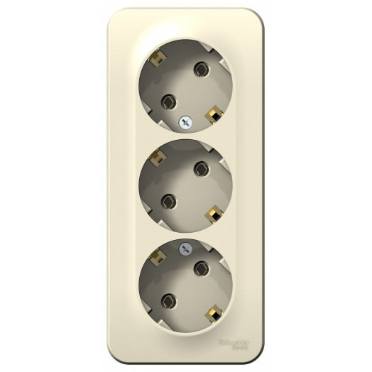 BLANCA розетка наружная 3-я с заземлением без шторками с изолирующей пластиной 16А, 250В, молочный