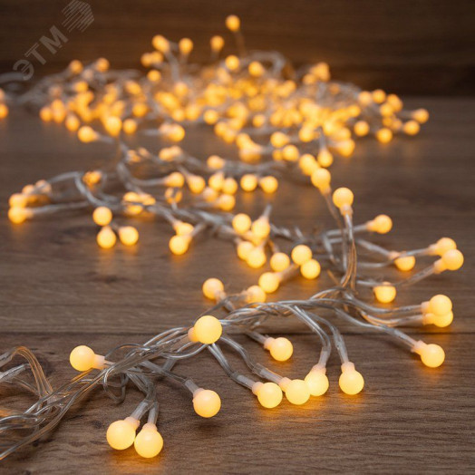Гирлянда Мишура LED 3 м прозрачный ПВХ, 288 диодов, желтый