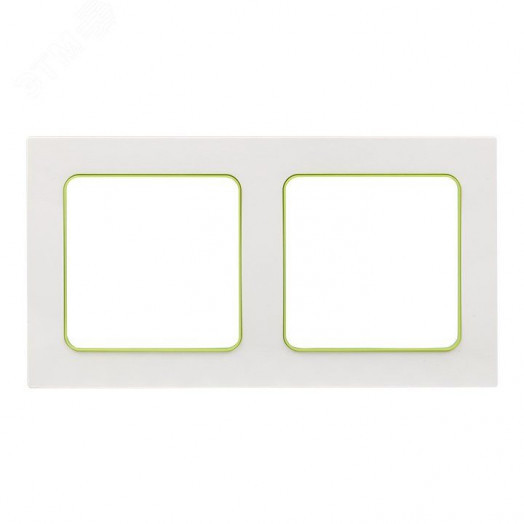 Стокгольм Рамка 2-местная белая с линией цвета зеленый