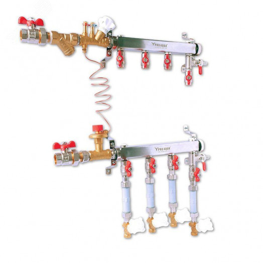 Узел коллекторный этажный DN40 на 7 выходов подключение DN20 левое