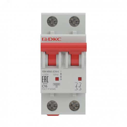 Выключатель автоматический модульный YON MD63 2P 1А D 6kA