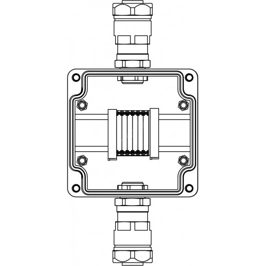 Взрывозащищенная клеммная коробка из алюминия TBE-A-12 - (6xCBC.2) -1x6018ANP22BKM2SB(A) - 1x6018ANP22BKM2SB(C)1Ex e IIC Т5 Gb / Ex tb IIIC T95°C Db IP66