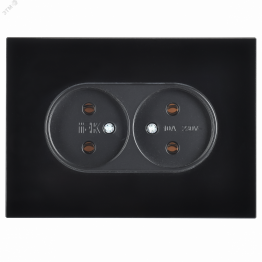SKANDY Розетка 2-местная без заземления без защитных шторок для плоской вилки 10А SK-R03Bl стекло черный