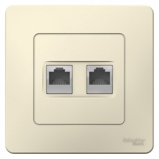 BLANCA скрытой установки розетка двойная компьютерная RJ45, молочный