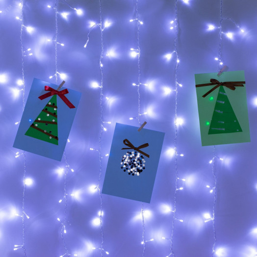 Гирлянда светодиодная новогодняя занавес 3*3 м холодный белый 300 led 220 Intro Holiday INZL-02Z