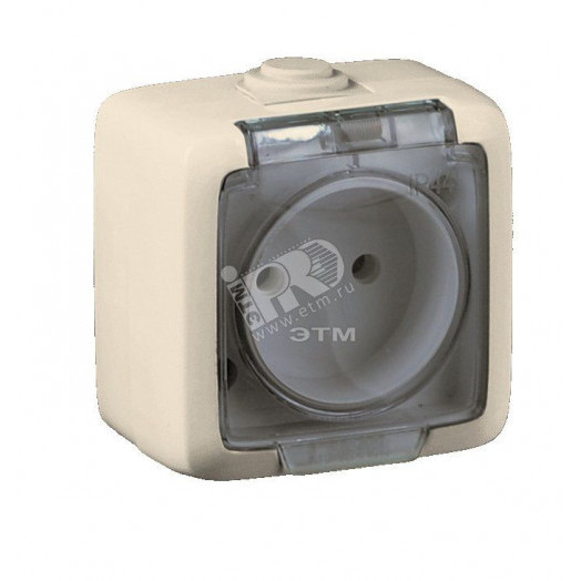 Розетка наружная без заземления без шторок слоновая кость IP44