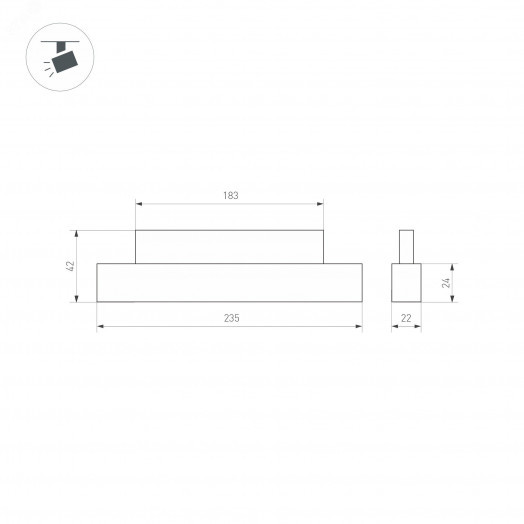 Светильник MAG-ORIENT-LASER-L235-8W Warm3000 (BK, 24 deg, 48V) (, IP20 Металл, 3 года)