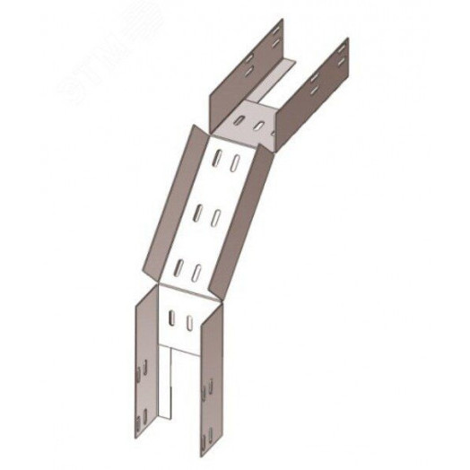 Лоток глухой КСГ 100х50 УТ1,5 для поворота трассы вниз на 90, оцинкованный лист, S1,0