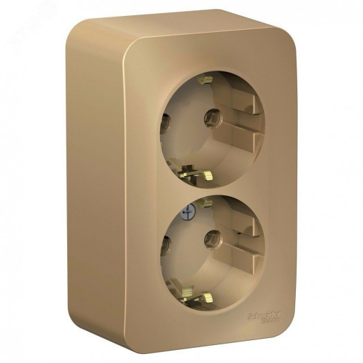 BLANCA  розетка наружная  двойная с заземлением без шторок, 16А, 250В, титан