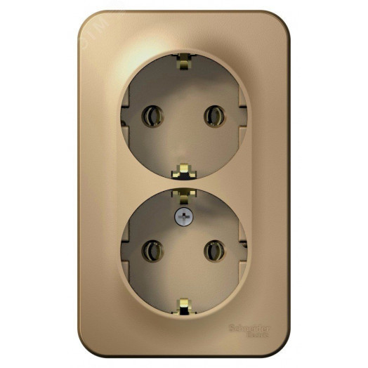 BLANCA  розетка наружная  двойная с заземлением без шторок, 16А, 250В, титан