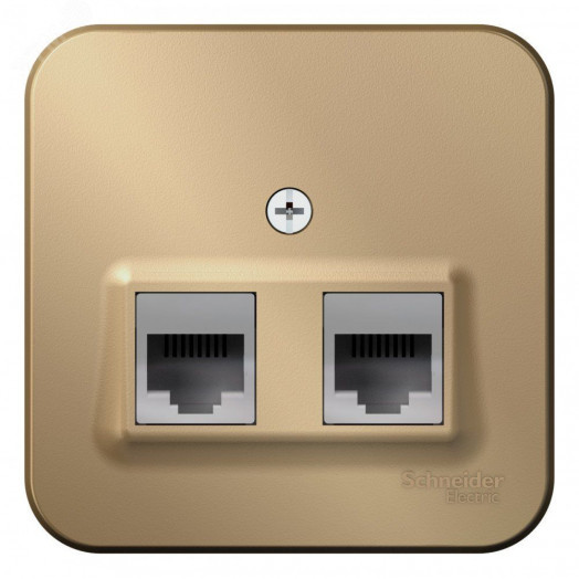 Розетка BLANCA наружная двойная компьютерная RJ45+телефонная RJ11, кат.5e, с изолирующей пластиной, титан