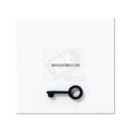 Клавиша с окошком для подсветки и рельефным символом  замок   белая
