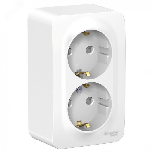 BLANCA розетка наружная двойная с заземлением со шторками и металлической пластиной, 16А, 250В,     белый