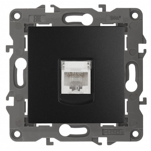 Розетка RJ45, Эра Elegance, антрацит, 14-3107-05