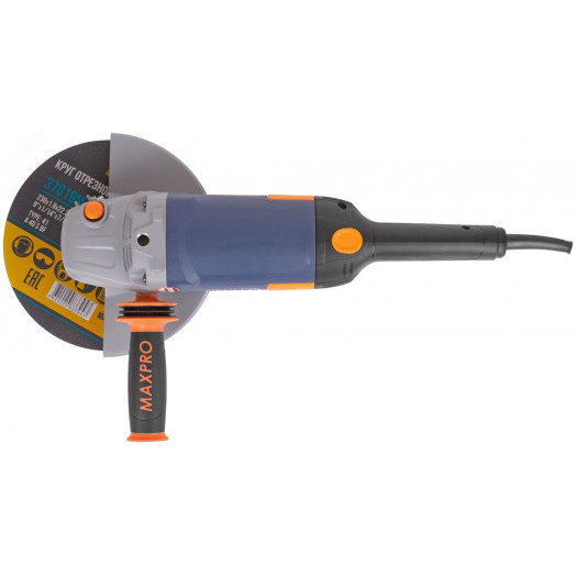 Шлифмашина угловая 2400 Вт, 6000об/мин, быстрозажимной кожух 230мм, антивибрационная ручка, дополнительные щетки, плавный пуск, поворотная рук