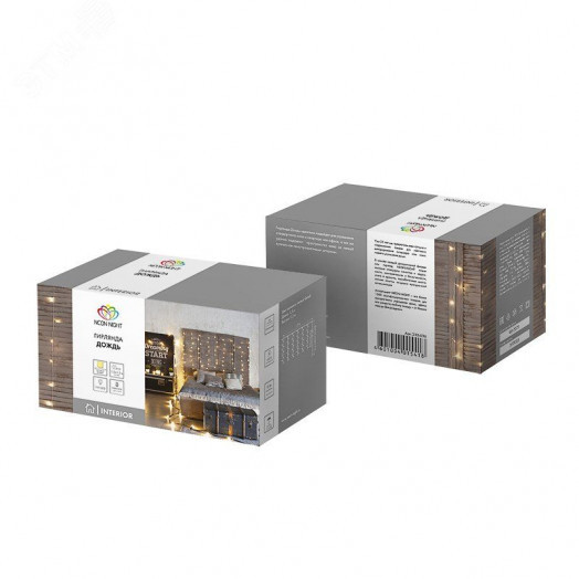 Гирлянда светодиодная Дождь 1.5x1.5 м, прозрачный ПВХ, 144 LED с контроллером, теплое белое свечение