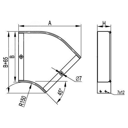 Угол CPO 45 горизонтальный 45 градусов 600х80 в комплекте с крепежными элементами и соединительными пластинами