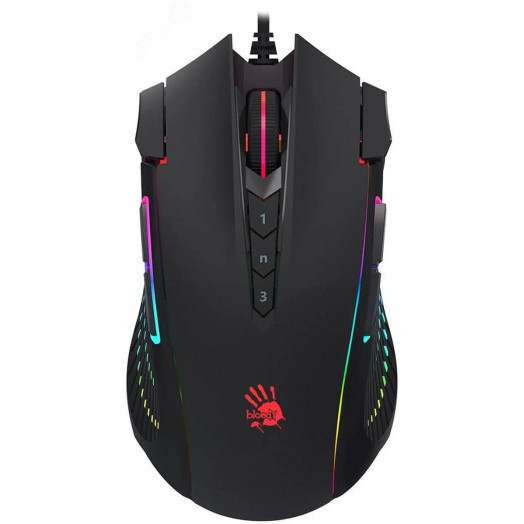 Мышь проводная Bloody J90s, оптическая, USB, 8000dpi, 12 кнопок, черный
