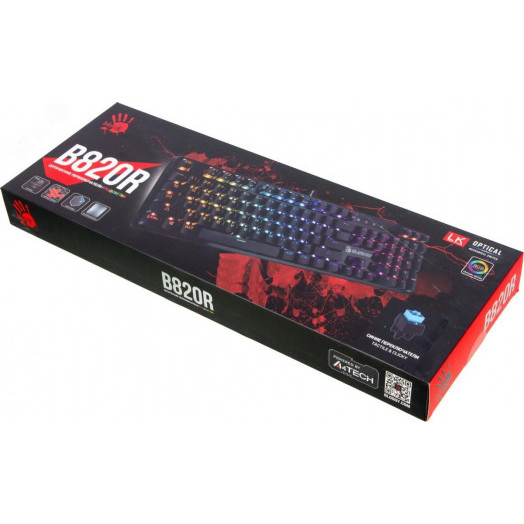 Клавиатура Bloody B820R Blue S, USB, for gamer LED, черный