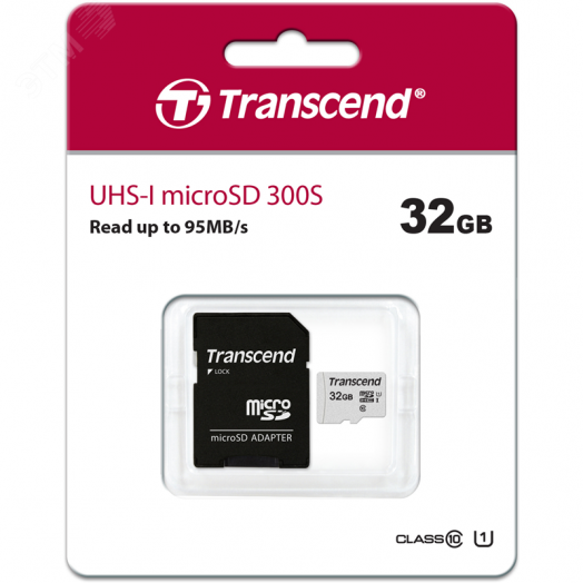 Карта памяти 32GB MicroSD 300S UHS I, SDXC, 95 МБ/с, Class 10