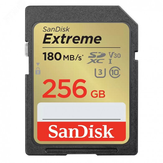 Карта памяти 256GB SD Extreme UHS I, SDXC, 180 МБ/с, Class 10