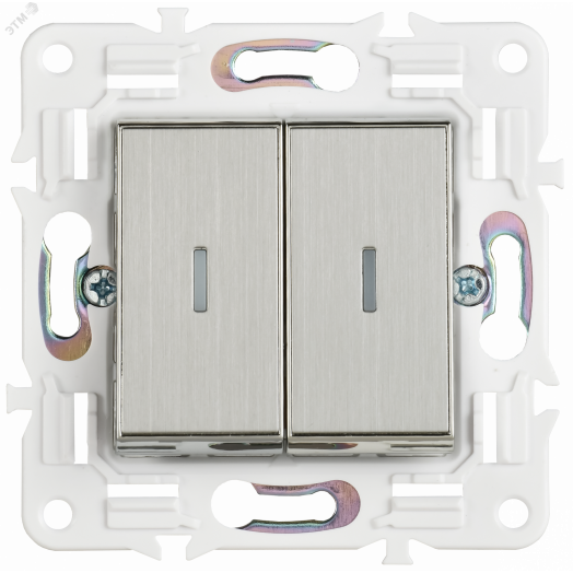 SKANDY Выключатель 2-клавишный проходной с индикацией 10А SK-V10N никель IEK