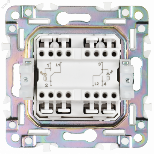 SKANDY Выключатель 2-клавишный проходной с индикацией 10А SK-V10N никель IEK