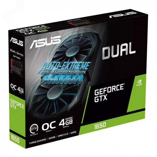 Видеокарта DUAL-GTX1650-O4GD6-P-EVO, NVIDIA GeForce GTX 1650, 4 ГБ GDDR6, PCI-Express 3.0