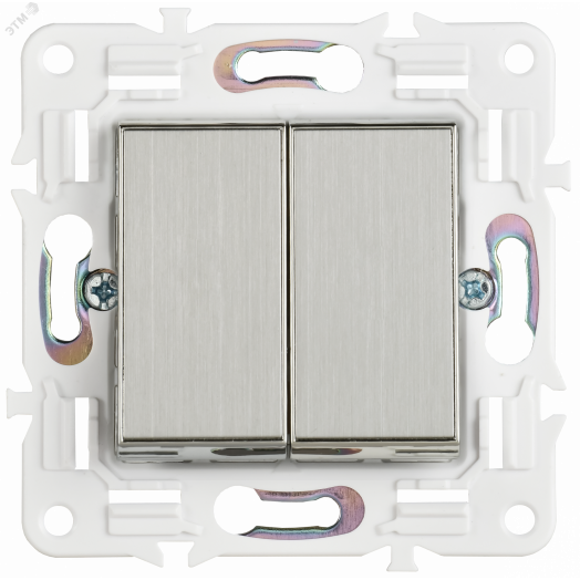 SKANDY Выключатель 2-клавишный проходной 10А SK-V05N никель IEK