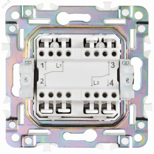 SKANDY Выключатель 2-клавишный проходной 10А SK-V05N никель IEK