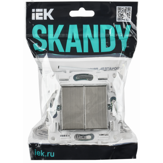 SKANDY Выключатель 2-клавишный проходной 10А SK-V05N никель IEK