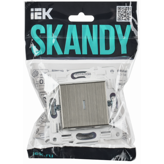 SKANDY Выключатель 1-клавишный проходной с индикацией 10А SK-V08N никель IEK