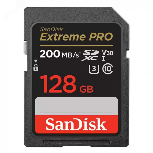 Карта памяти 128GB SD Extreme Pro UHS I, SDXC, 200 МБ/с, Class 10