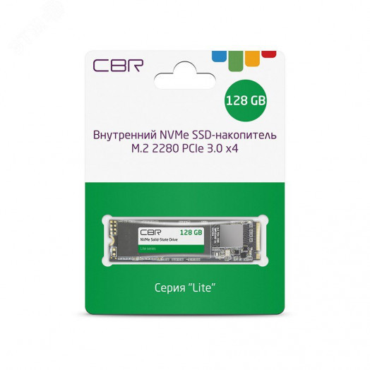 Накопитель SSD М.2 2280 128 Гб, NVMe 1.3, SM2263XT, 3D TLC NAND, 1800/550 Мб/сек, серия Lite