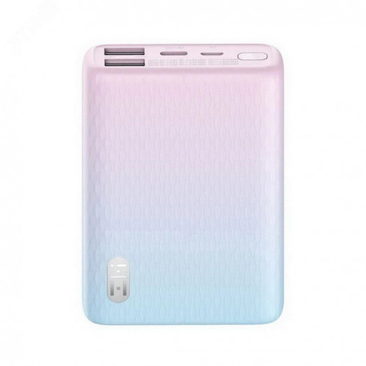 Внешний аккумулятор QB817, Micro USB, USB Type C, 10000 мА/ч, 22 Вт, розовый
