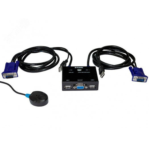 Переключатель KVM 2 порта VGA и USB Type-A