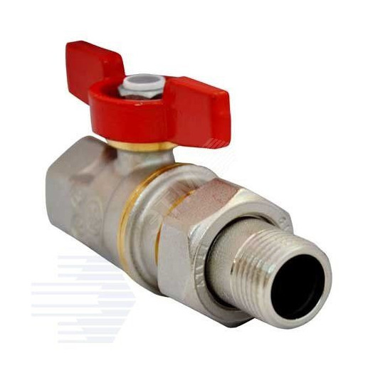 Кран шаровой со сгоном R919 Ду 15 1/2' Ру42 ВВ полнопроходной бабочка красный