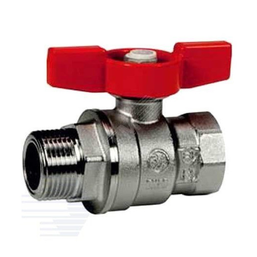 Кран шаровой хромированный R854 Ду 20 3/4' Ру35 ВН полнопроходной бабочка красный