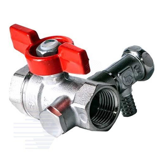 Кран шаровой хромированный со спускником R251S Ду 15 Ру42 ВВ 1/2' бабочка