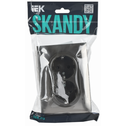 SKANDY Розетка 2-местная с заземлением с защитными шторками 16А в сборе SK-R07N никель IEK