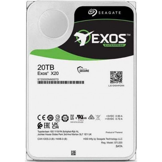 Жесткий диск 20TB Exos X20 3.5'', SATAIII, 7200 об/мин, 256 МБ
