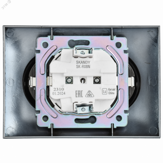 SKANDY Розетка 2-местная с заземлением без защитных шторок 16А в сборе SK-R08N никель IEK