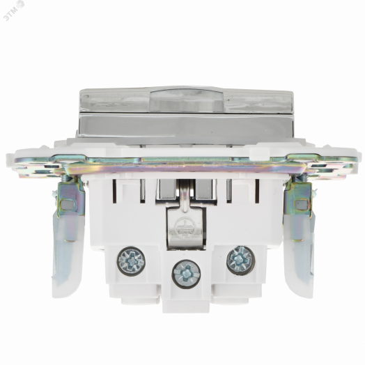 SKANDY Розетка 1-местная с заземлением с защитными шторками и крышкой 16А IP44 SK-R11N никель IEK