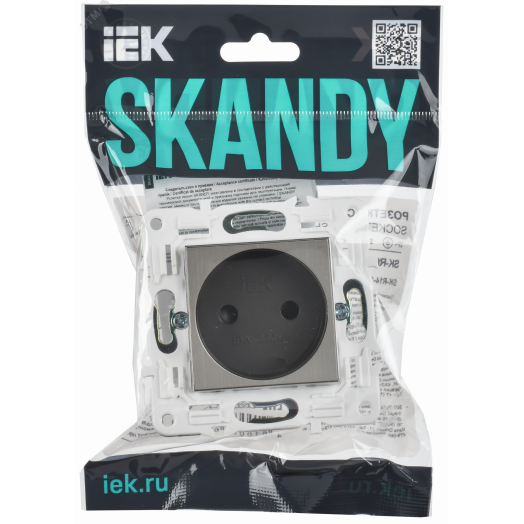 SKANDY Розетка без заземления с защитными шторками 10А SK-R01N никель IEK