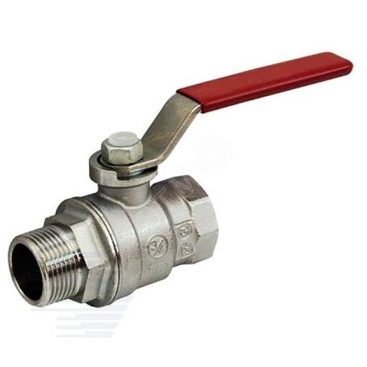Кран шаровой хромированный R854L Ду 32 1 1/4' Ру28 ВН полнопроходной рычаг красный