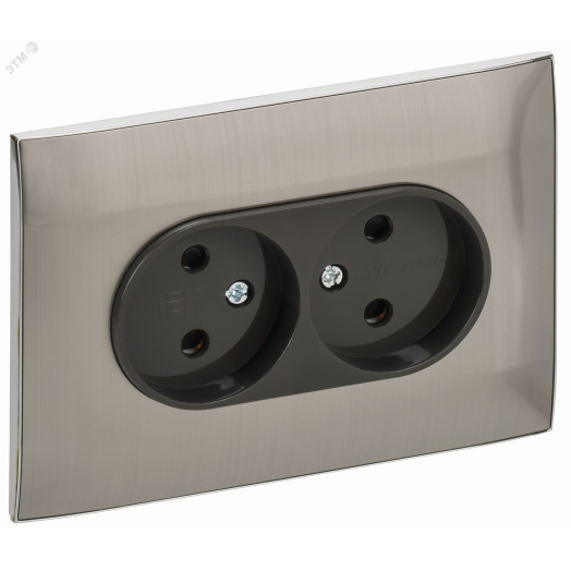 SKANDY Розетка 2-местная без заземления с защитными шторками 10А в сборе SK-R09N никель IEK