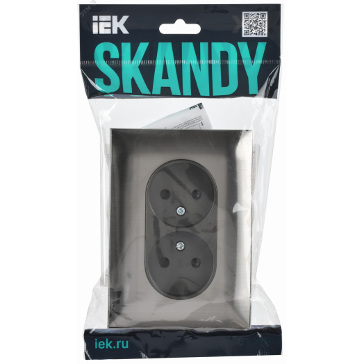 SKANDY Розетка 2-местная без заземления с защитными шторками 10А в сборе SK-R09N никель IEK